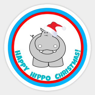 Happy Hippo Christmas Sticker